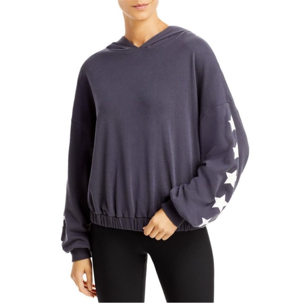Aqua Dark Gray Star Sleeve Hoodie
